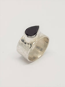 Pear Shaped Garnet & Silver Ring